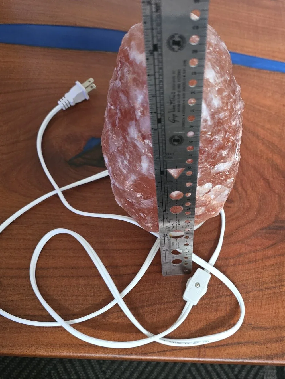 Red Himalayan Salt Lamp on An Onyx Marble Base  9 Inches Long